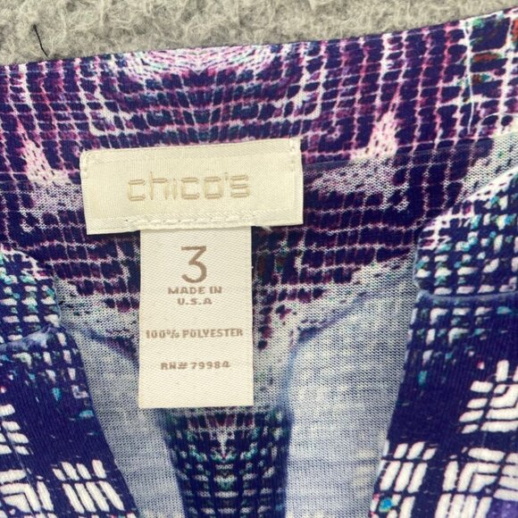 Chicos Top Womens 3 US Extra Large Purple 3/4 Sleeve Rhinestone V Neck Stretch - Picture 6 of 9